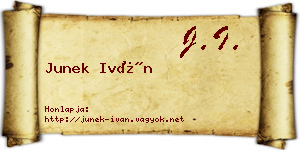 Junek Iván névjegykártya